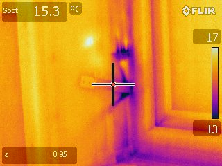 Green Footsteps thermal image air ingress at window installation
